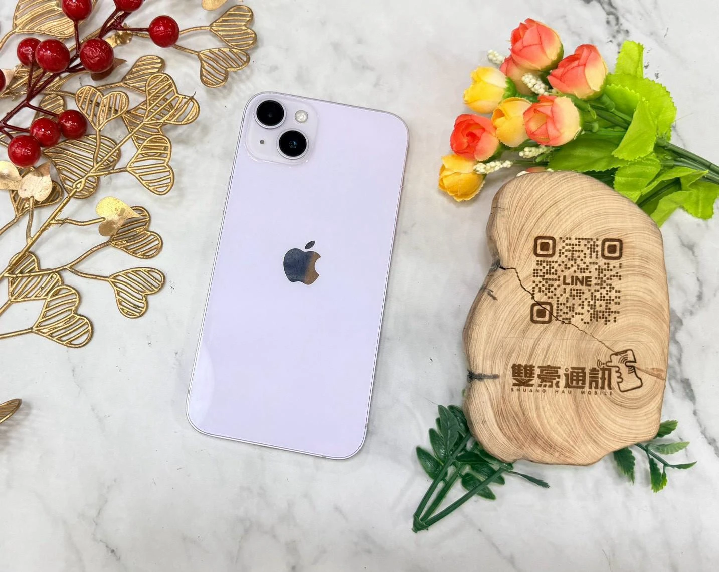 iPhone 14 Plus 128g 紫 電池73% (邊角一小傷）無盒裝有配件 