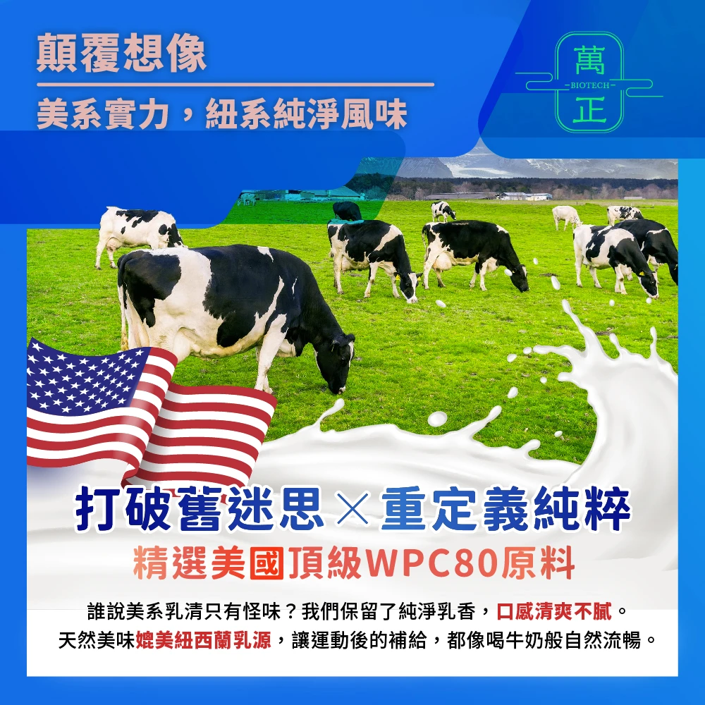 美國肌速壯即溶濃縮乳清蛋白 蛋白質含量高達80% 味道接近牛乳無奇怪味道 WPC 乳酪分離