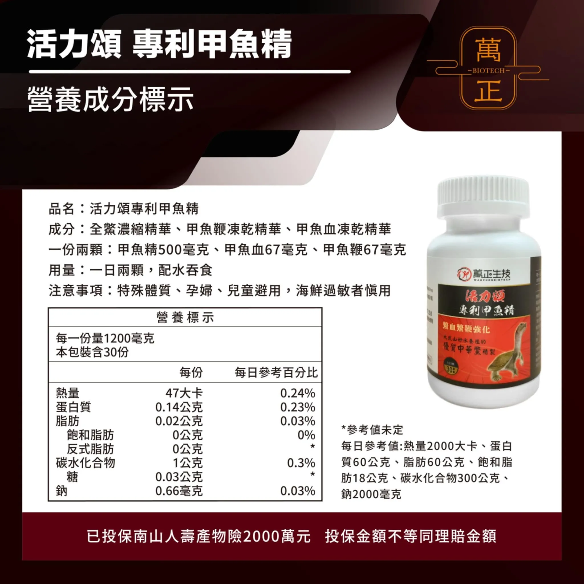活力頌 專利甲魚精 專利鱉精膠囊  甲魚 甲魚血 甲魚鞭 高達634mg 全甲魚精華