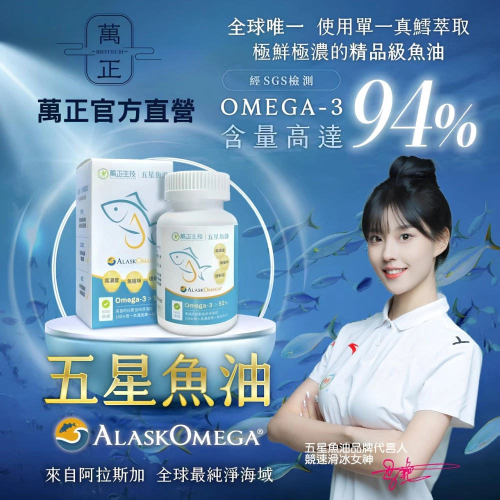 頂級五星魚油 阿拉斯加魚油 94%高濃度 阿拉斯加鱈魚 Omega-3  美國原廠商標授權
