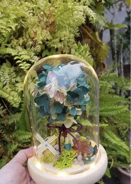溫馨小花園－永生花玻璃罩