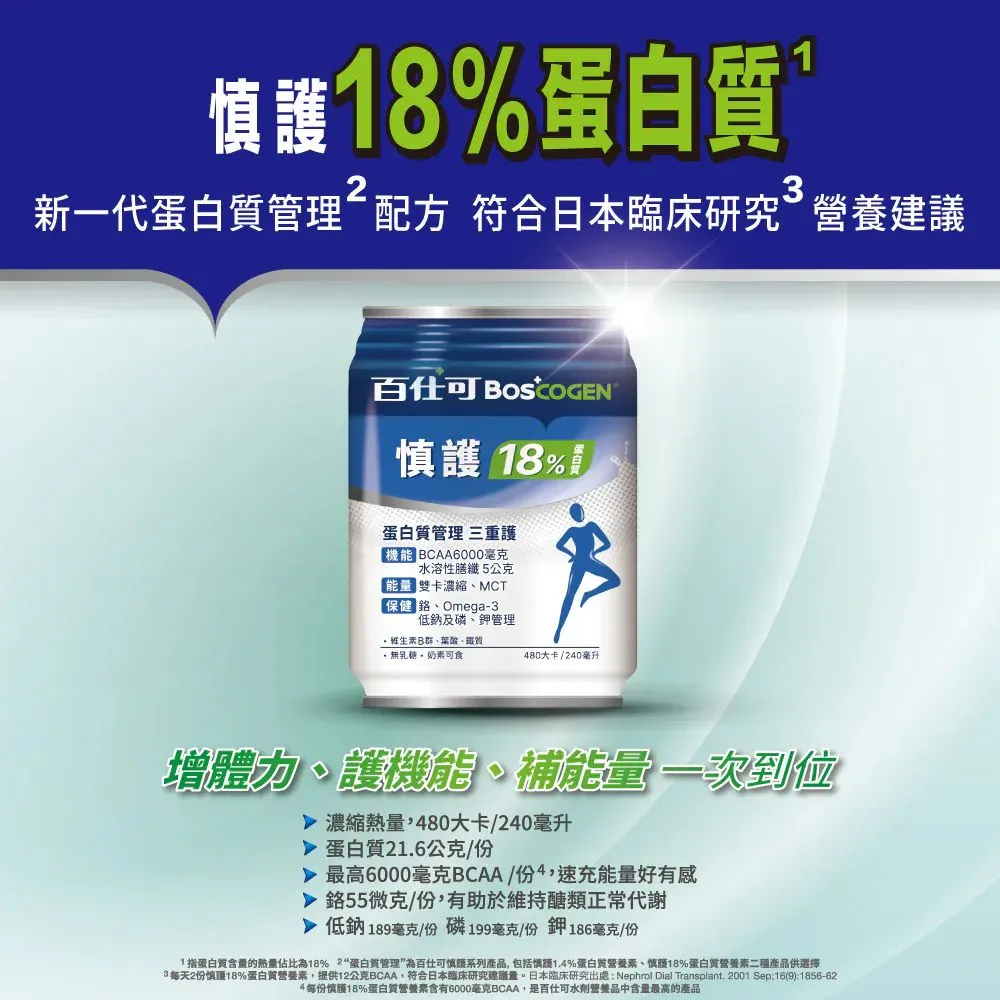 百仕可 慎護18%(洗腎後)蛋白質管理240mlx24罐/箱(2027/01) 加贈精油貼布一包