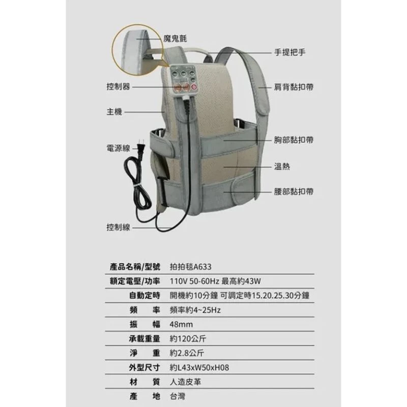 【雙北地區✩親送到府✩貼心衛教】艾你優 拍拍毯 拍痰背心 A633