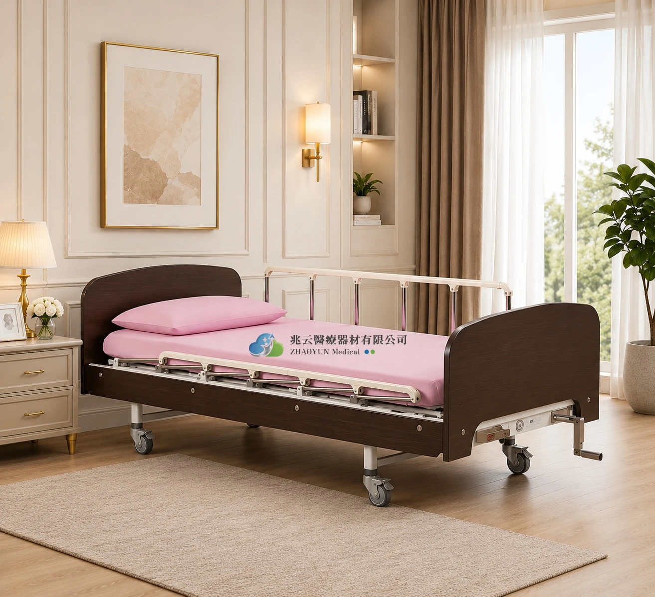 立新 木質兩手搖病床
