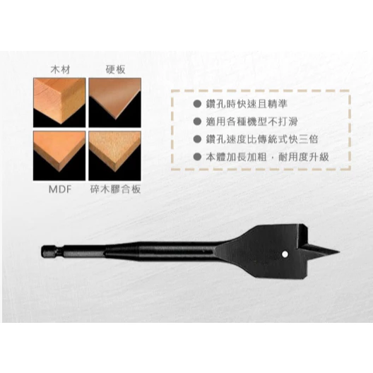 得偉 DEWALT 木工六角柄快速扁鑽 BIT 起子頭DT4762~DT4778 / 10mm~40mm