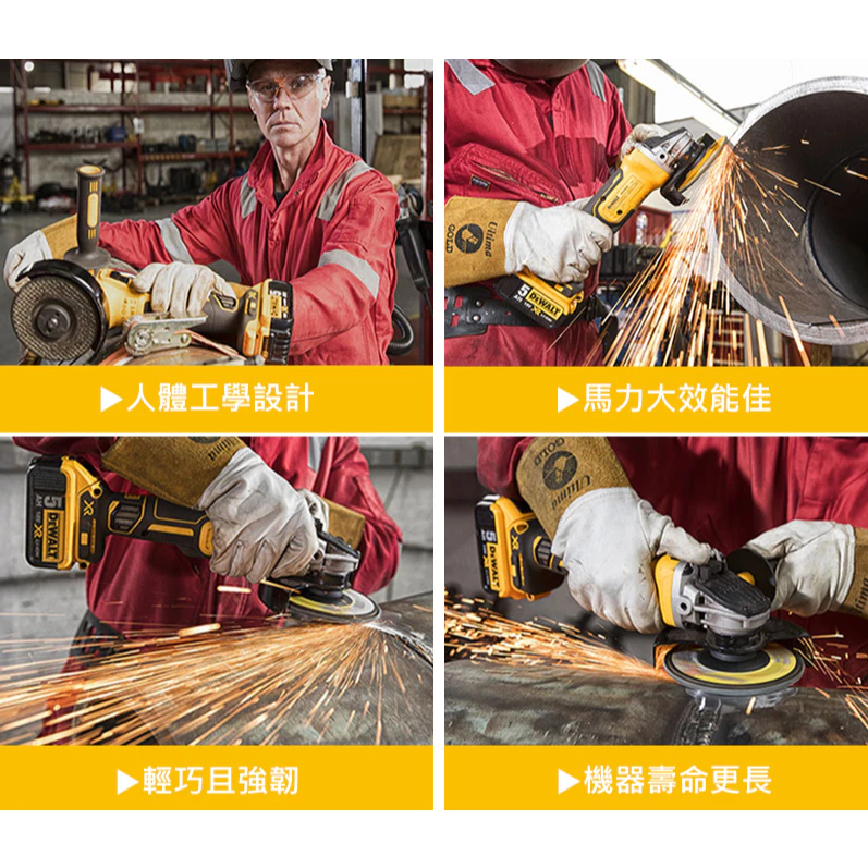 DEWALT得偉 原廠公司貨(含稅) 20V Max*(18V)無碳刷砂輪機 4吋 側滑式開關 德偉砂輪 DCG405
